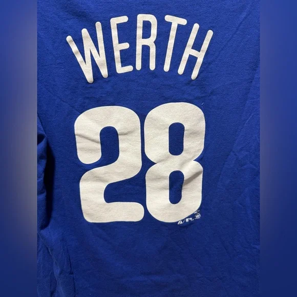 Philadelphia Phillies Jayson Werth #28 Majestic T-Shirt -Blue -Medium - Picture 8 of 8